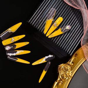Sexy style with bright yellow light pink and crushed diamonds