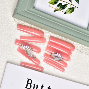 Nude pink symmetrical diamond flower