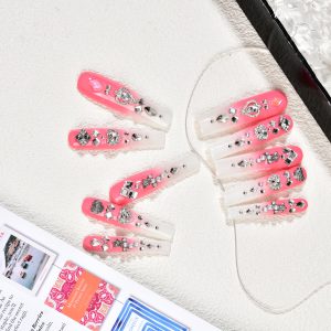 Crown love pendant three-dimensional white pink gradient princess style