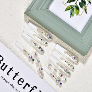 【Angel Tears】Frosted texture pure white edge sparkling diamonds